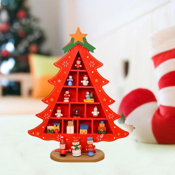 暖炉の子供のためのコンパートメント3Dウッドとクリスマスツリーの装飾キッズビッググリッドレッド