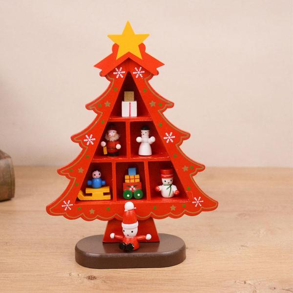 暖炉の子供のためのコンパートメント3Dウッドとクリスマスツリーの装飾子供小さなグリッド赤