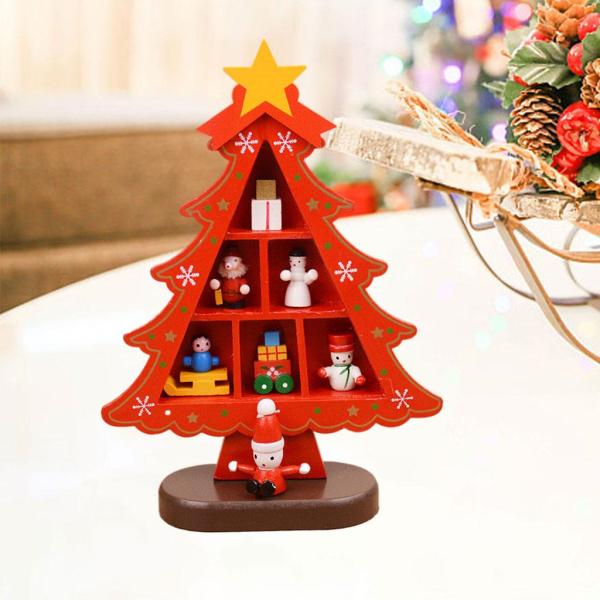 暖炉の子供のためのコンパートメント3Dウッドとクリスマスツリーの装飾子供小さなグリッド赤