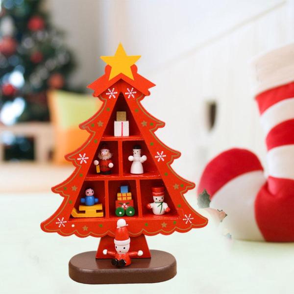 暖炉の子供のためのコンパートメント3Dウッドとクリスマスツリーの装飾子供小さなグリッド赤