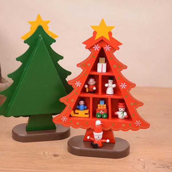 暖炉の子供のためのコンパートメント3Dウッドとクリスマスツリーの装飾子供小さなグリッド赤