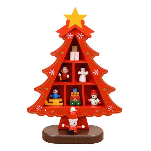 暖炉の子供のためのコンパートメント3Dウッドとクリスマスツリーの装飾子供小さなグリッド赤