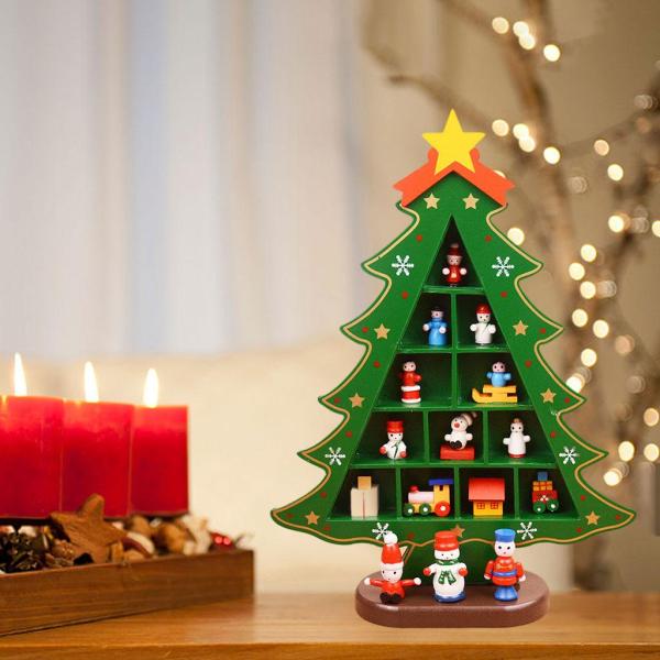 暖炉の子供のためのコンパートメント3Dウッドとクリスマスツリーの装飾キッズビッググリッドグリーン