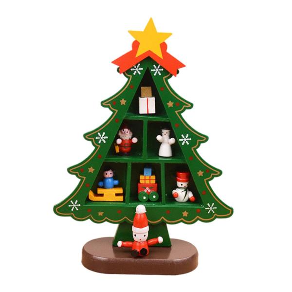 暖炉の子供のためのコンパートメント3Dウッドとクリスマスツリーの装飾小さな格子縞の緑