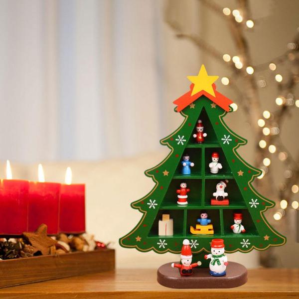 暖炉の子供のためのコンパートメント3Dウッドが付いているクリスマスツリーの装飾子供ミディアムグリッドグリーン