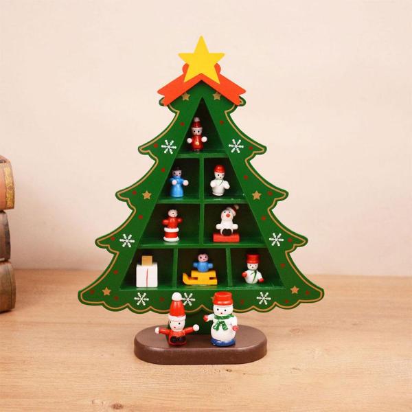 暖炉の子供のためのコンパートメント3Dウッドが付いているクリスマスツリーの装飾子供ミディアムグリッドグリーン