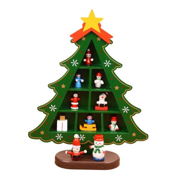 暖炉の子供のためのコンパートメント3Dウッドが付いているクリスマスツリーの装飾子供ミディアムグリッドグリーン