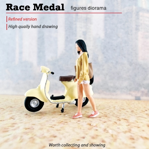 ミニチュア★フィギュアに★1/64より小★ミニ鉄道模型★パワーユニット付き 1:64スケール モデルスクーター 塗装モデル フィギュア用 列車