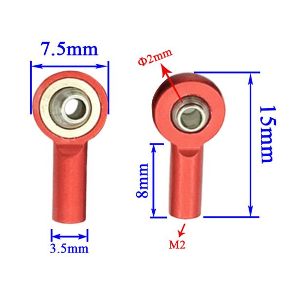 10個M2ボールジョイントボールヘッドバックルタイロッドエンド1 / 10RCカーアクセサリーレッド用