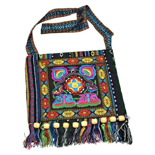 ショルダーバッグハンドメイドカジュアルマルチカラータッセルバッグバケーションウーマンギフトブルー