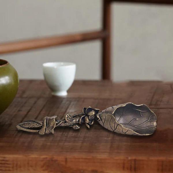 ロータスシェイプ ティースプーン ヴィンテージ 銅 中国茶道 デリケート用品 茶器 スプーン トランペットスプーン キッチンギフト用