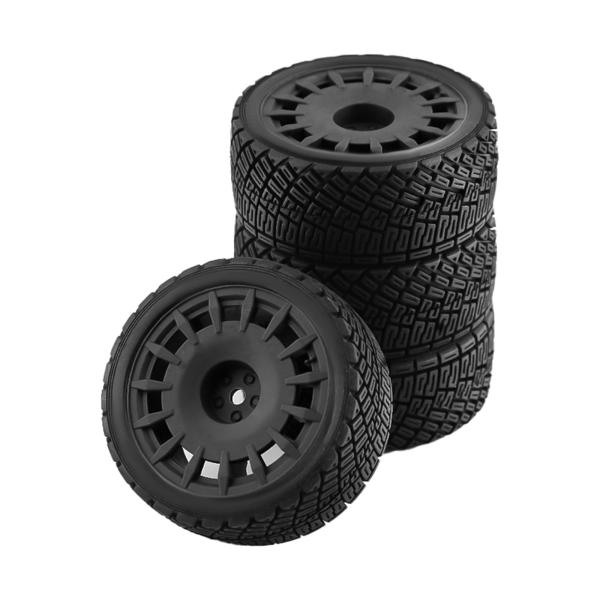 RCラリーカー用1/10 RCカーアップグレードホイールリムタイヤ4個