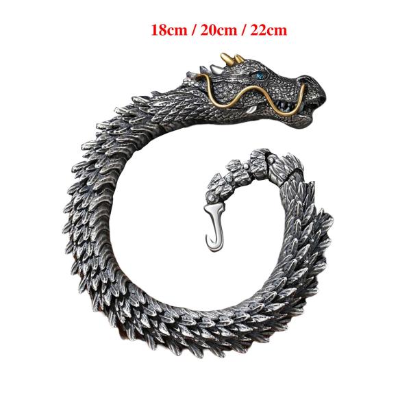 レトロ ドラゴン スケール ブレスレット ヒップホップ ジュエリー 分厚い ファッション バイカー 18cm