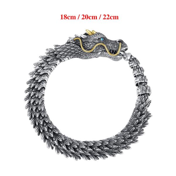 レトロ ドラゴン スケール ブレスレット ヒップホップ ジュエリー 分厚い ファッション バイカー 18cm