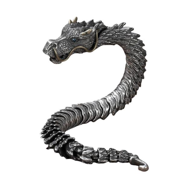 レトロ ドラゴン スケール ブレスレット ヒップホップ ジュエリー 分厚い ファッション バイカー 18cm