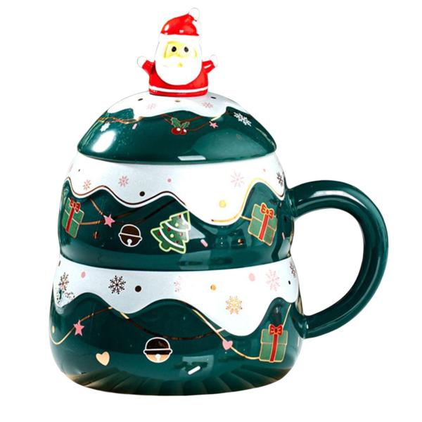 セラミック クリスマス コーヒー マグカップ 装飾 スプーンと蓋付き ペイントされたウォーターカップ ティーカップ ドリンクマグ パーティー｜stk-shop｜04