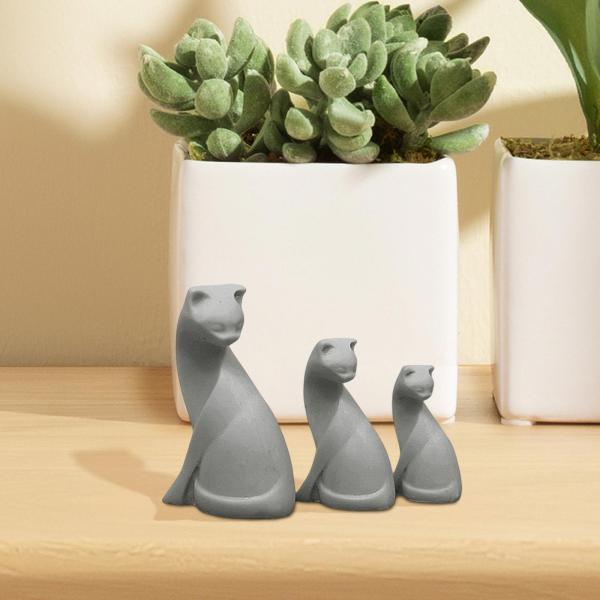 小さな猫のフィギュア コレクション セット ミニチュア猫の置物 収集価値のある装飾用 , グレー