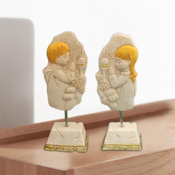 祈りの置物 祈る像 キリスト降誕 カトリック 宗教的ギフト 装飾品 男の子と女の子