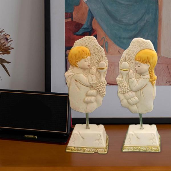 祈りの置物 祈る像 キリスト降誕 カトリック 宗教的ギフト 装飾品 男の子と女の子