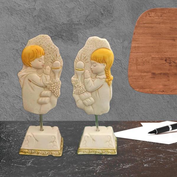 祈りの置物 祈る像 キリスト降誕 カトリック 宗教的ギフト 装飾品 男の子と女の子