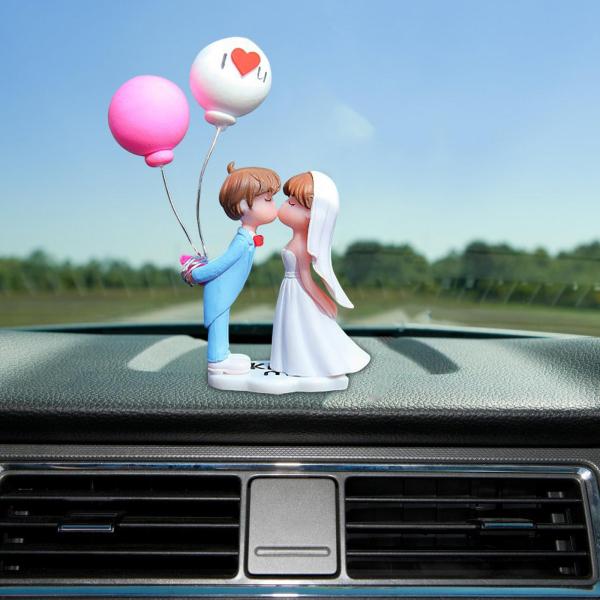 樹脂素敵なカップルの車の装飾寝室の車の男の子女の子の誕生日プレゼントブルーピンク