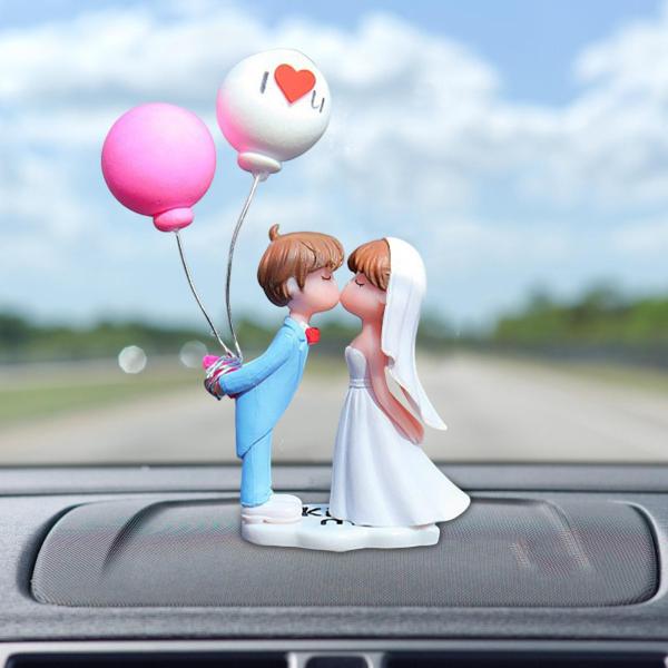 樹脂素敵なカップルの車の装飾寝室の車の男の子女の子の誕生日プレゼントブルーピンク