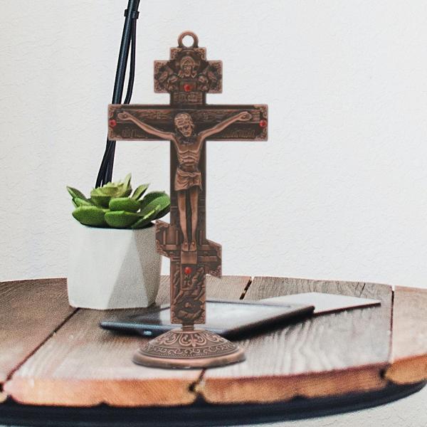 十字架壁十字架アンティークメタル十字架飾りテーブルオフィス棚レトロスタイルレッド