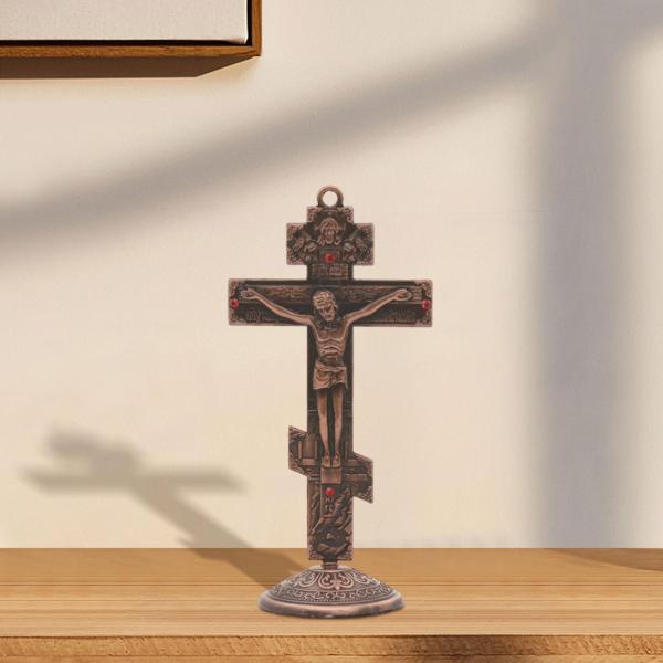十字架壁十字架アンティークメタル十字架飾りテーブルオフィス棚レトロスタイルレッド