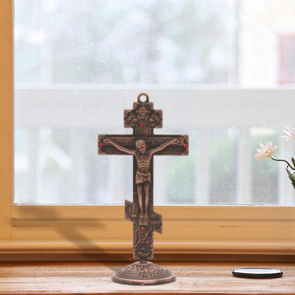 十字架壁十字架アンティークメタル十字架飾りテーブルオフィス棚レトロスタイルレッド