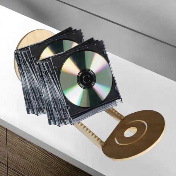 ビニールレコード収納ホルダースタンドラック木製CDディスプレイスタンド、積み重ね可能なCDホルダーポータブルカウンタートップデスクトップマガ｜stk-shop｜02