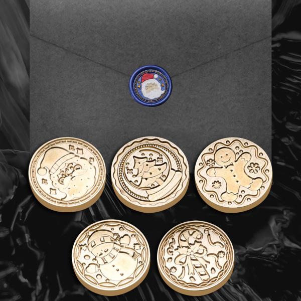 クリスマス シール スタンプ 5 個セット 25mm パーティー クリスマス ギフト グリーティングカード サンタクロース用