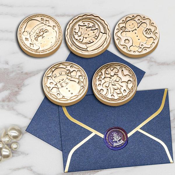 クリスマス シール スタンプ 5 個セット 25mm パーティー クリスマス ギフト グリーティングカード サンタクロース用