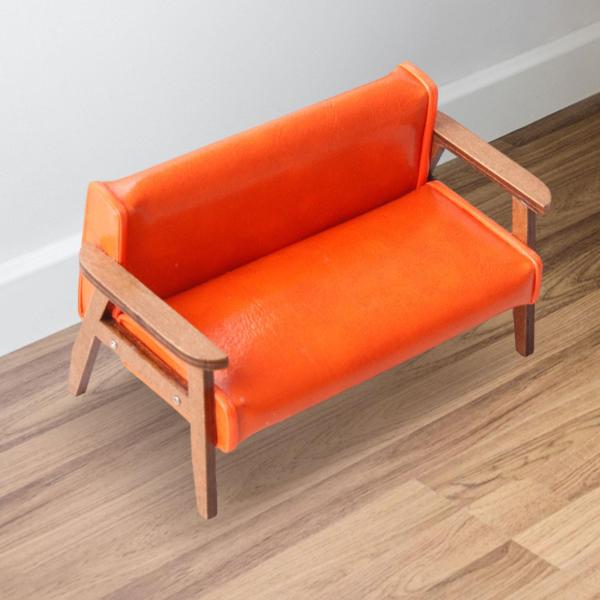 ドールハウス ミニソファ ドールハウス装飾 ジオラマ DIY プロジェクト用 ドールハウス オレンジ ビッグ