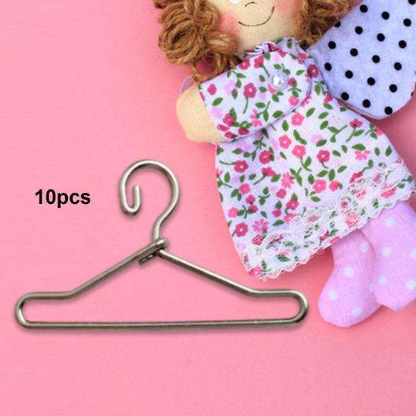10x ミニチュア衣類ラックマイクロ風景人形洋服ハンガー 1:12 1:8 L 用