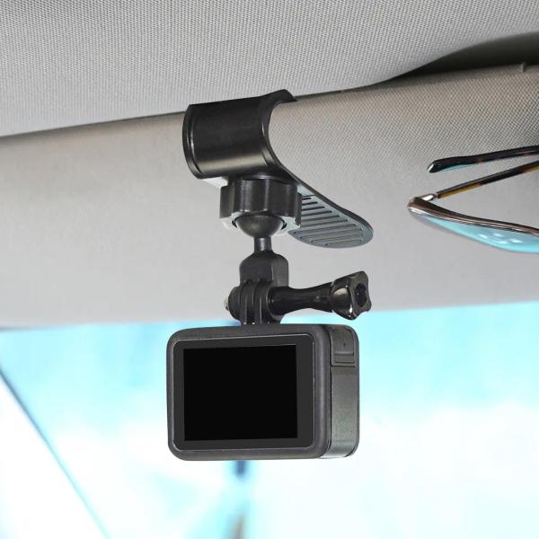 車用サンバイザーマウント、電話クランプクイッククリップ頑丈なプロフェッショナルカメラマウントクランプポケット3用アクションカメラブラケット