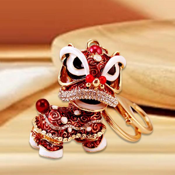 中国舞踊ライオンキーホルダー 動物キーホルダー 装飾バッグアクセサリー キーリング バックパックキーチェーン ギフト財布 両親用｜stk-shop｜02