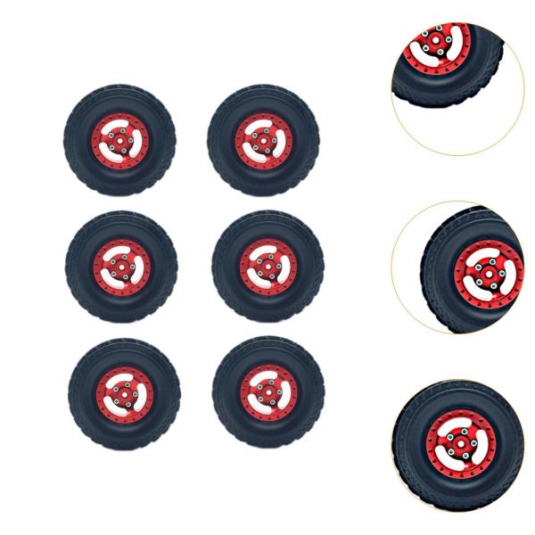 6x 1/12 1/16 RCカーホイールリムとタイヤ RCカー用頑丈なビーチタイヤ 赤