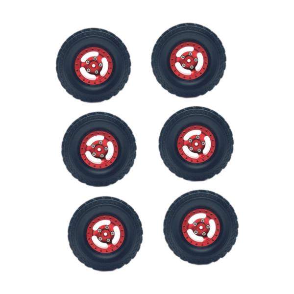 6x 1/12 1/16 RCカーホイールリムとタイヤ RCカー用頑丈なビーチタイヤ 赤