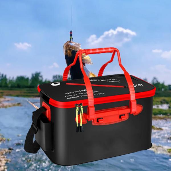 活魚コンテナ 厚手 折りたたみ式 魚バケツ キャンプ ガーデニング 釣り用 ブラック L