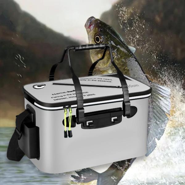 活魚コンテナ 厚手 折りたたみ式 魚バケツ キャンプ ガーデニング 釣り用 グレー S