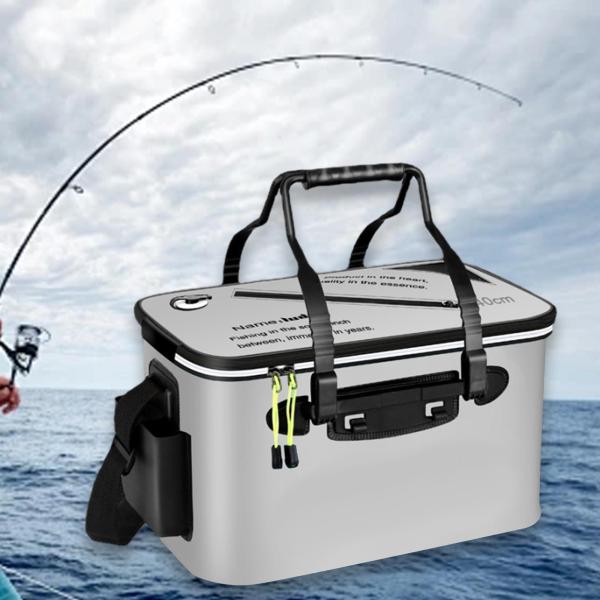 活魚コンテナ 厚手 折りたたみ式 魚バケツ キャンプ ガーデニング 釣り用 グレー M