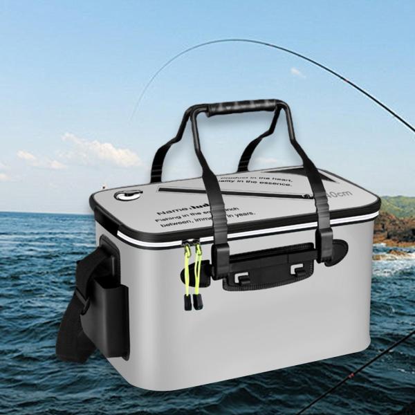 活魚コンテナ 厚手 折りたたみ式 魚バケツ キャンプ ガーデニング 釣り用 グレー M