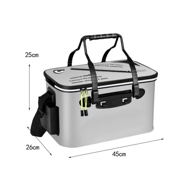 活魚コンテナ 厚手 折りたたみ式 魚バケツ キャンプ ガーデニング 釣り用 グレー M