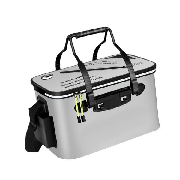 活魚コンテナ 厚手 折りたたみ式 魚バケツ キャンプ ガーデニング 釣り用 グレー M