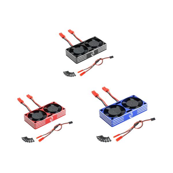 RC 電動モーター ヒートシンク ダブル ESC 冷却ファン 1/8 1/10 1/7 RC トラック用 ブラック