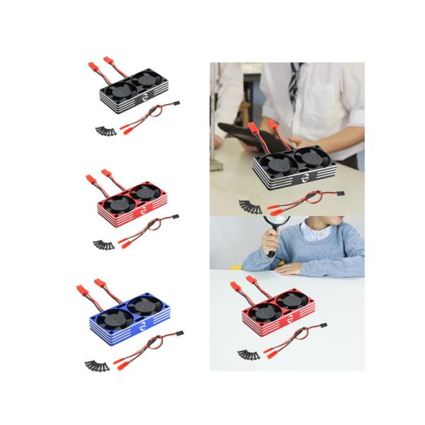 RC 電動モーター ヒートシンク ダブル ESC 冷却ファン 1/8 1/10 1/7 RC トラック用 ブラック
