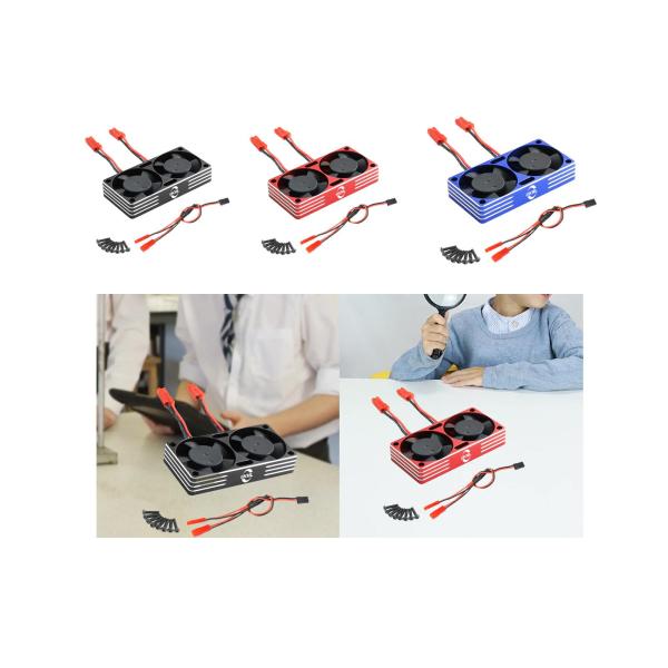 RC 電動モーター ヒートシンク ダブル ESC 冷却ファン 1/8 1/10 1/7 RC トラック用 ブラック