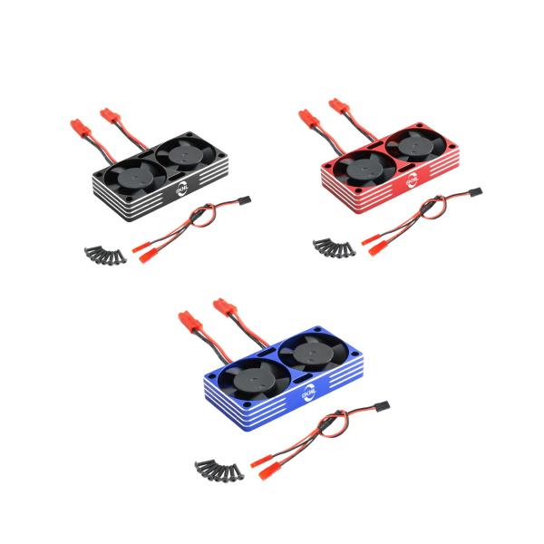 RC 電動モーター ヒートシンク ダブル ESC 冷却ファン 1/8 1/10 1/7 RC トラック用 ブラック