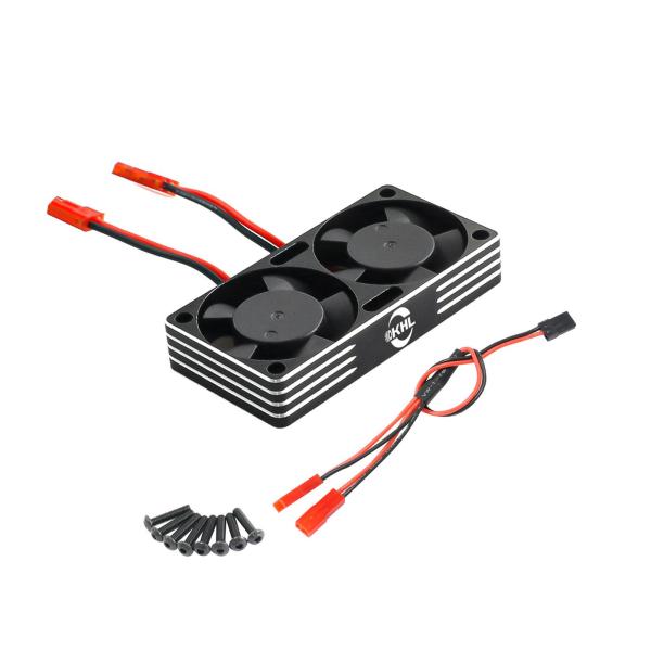 RC 電動モーター ヒートシンク ダブル ESC 冷却ファン 1/8 1/10 1/7 RC トラック用 ブラック