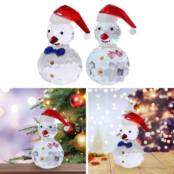 雪だるまの置物 透明 クリスマス デスクトップ オーナメント クリスマス テーブル デコレーション ブルー